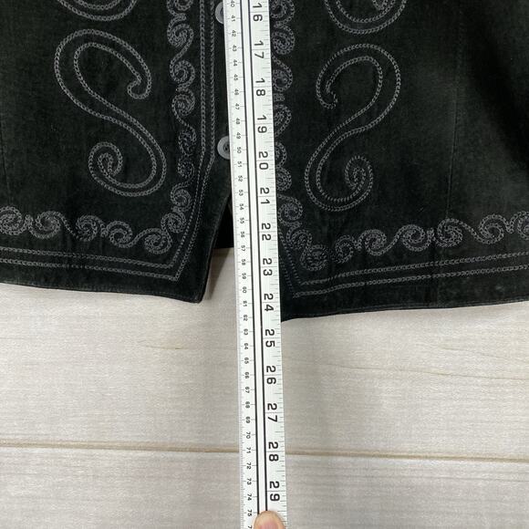 Montana Co Leather Jacket Womens L Black Embroidered Button Up Lined Cowgirl - Picture 5 of 13
